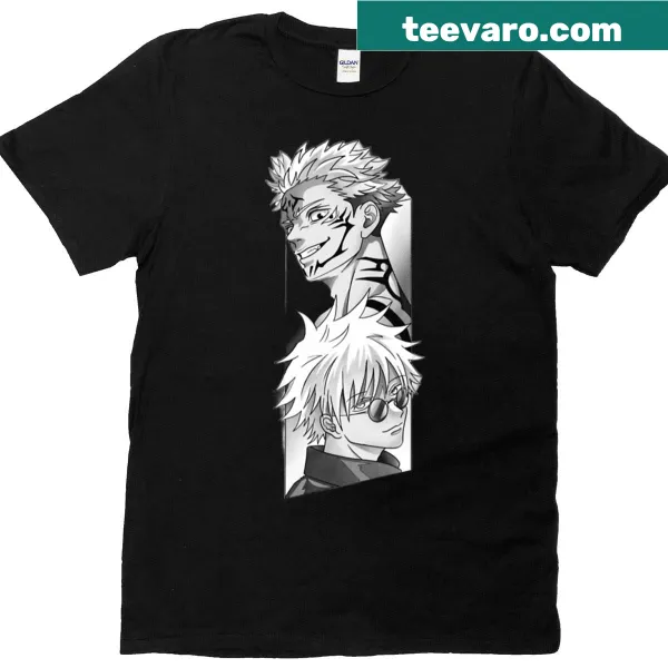 Illustrated Gojo and Sukuna graphic on T-shirt