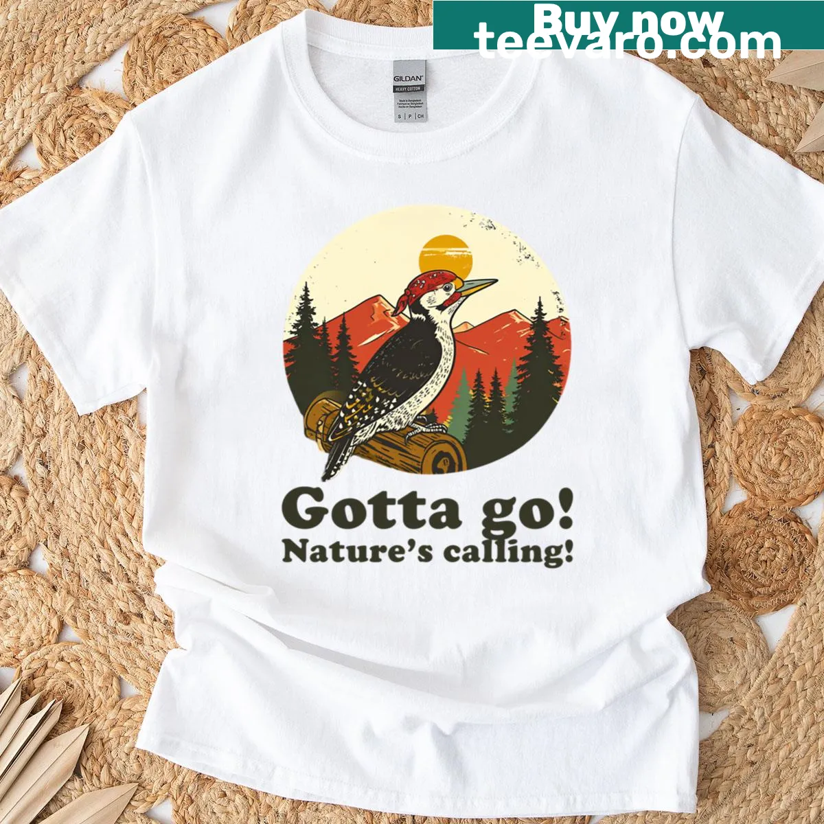 Humorous nature-themed t-shirt with playful graphic — on a men's t-shirt