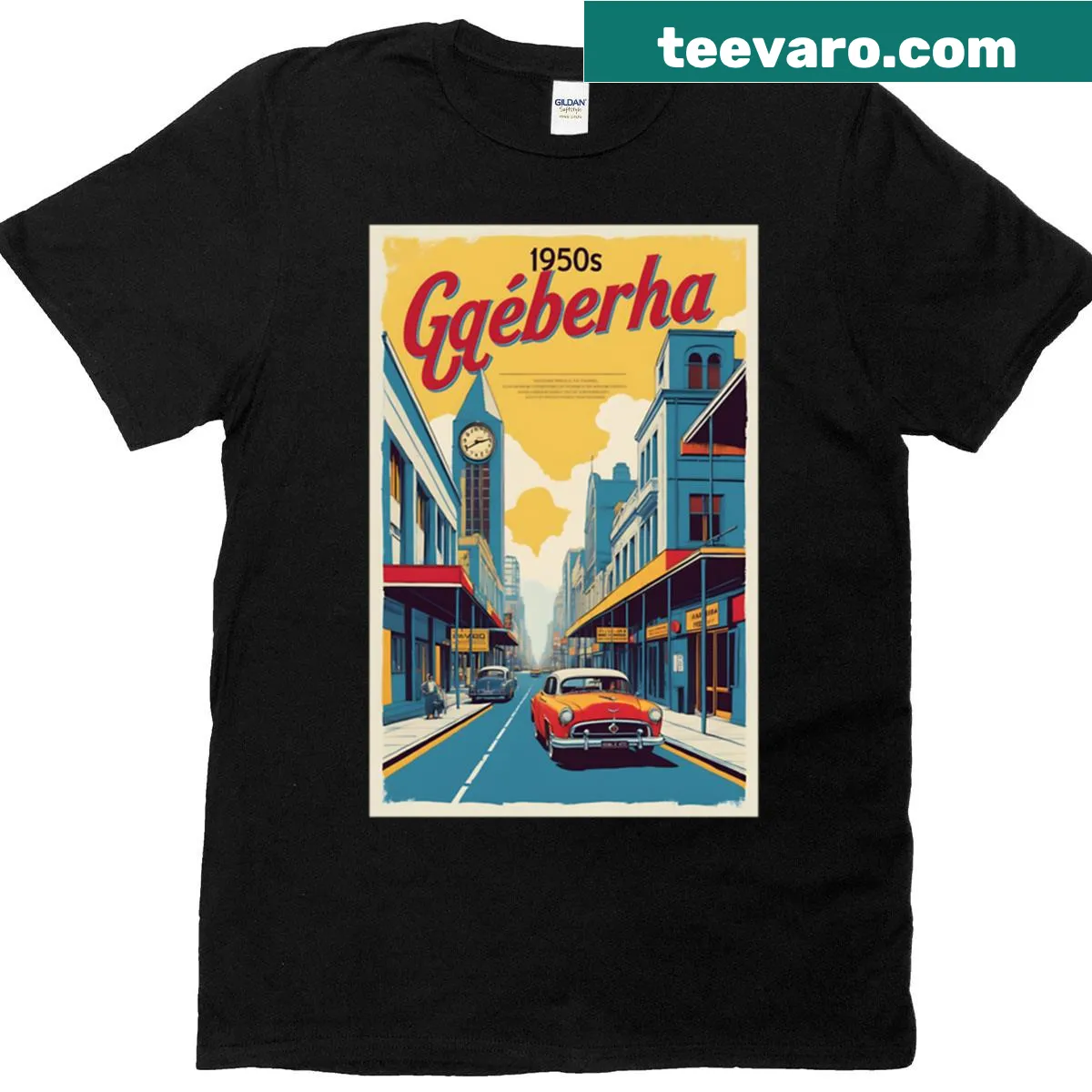 Vintage travel T-shirt featuring Gqeberha South Africa — on a men's t-shirt