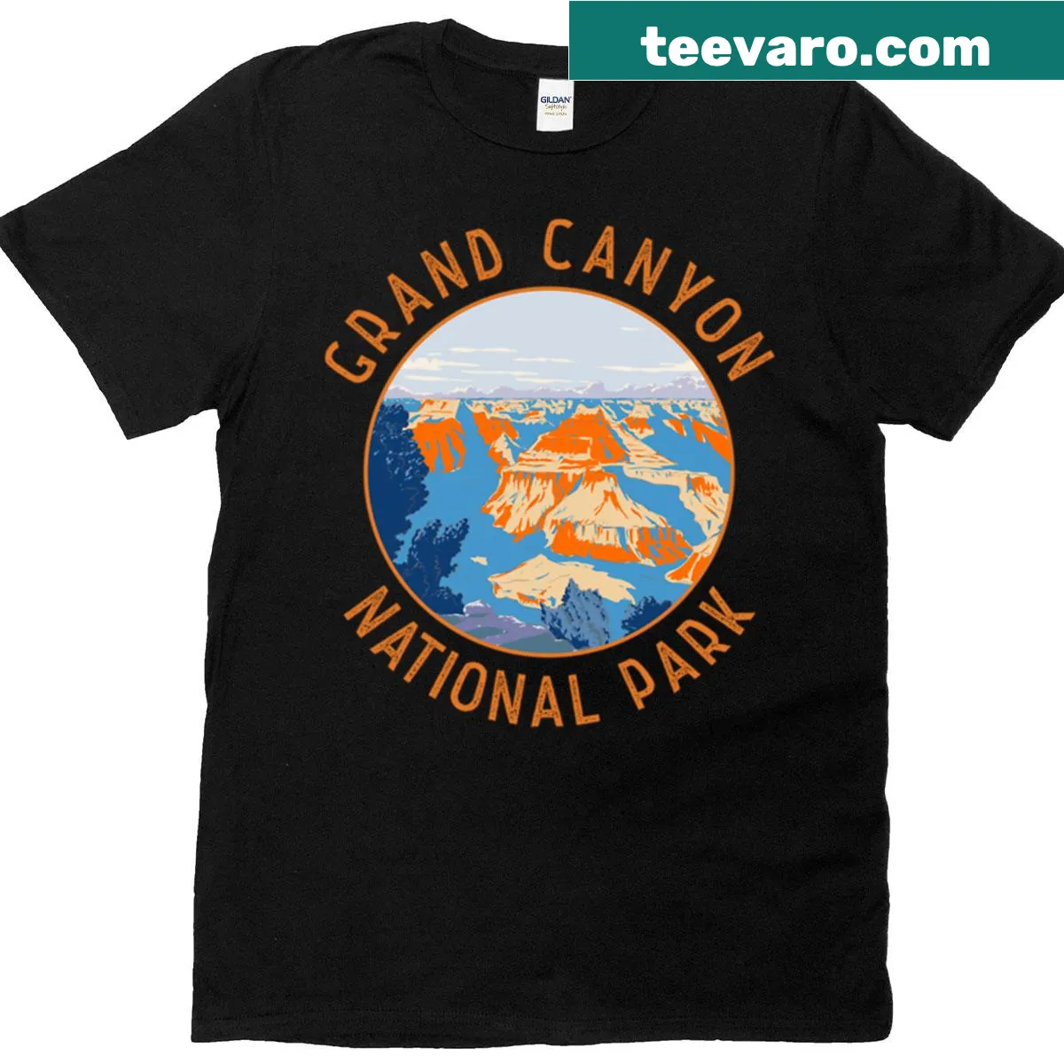 Retro distressed Grand Canyon landscape graphic T-shirt — on a men's t-shirt