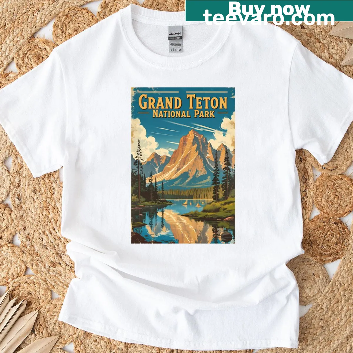 Illustration of Grand Teton National Park on a t-shirt — on a men's t-shirt