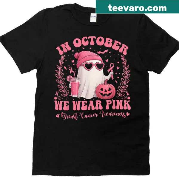 Groovy t-shirt for breast cancer awareness with Halloween theme
