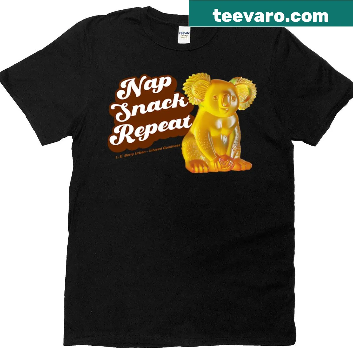 Wholesome T-shirt featuring a gummy koala design — on a men's t-shirt