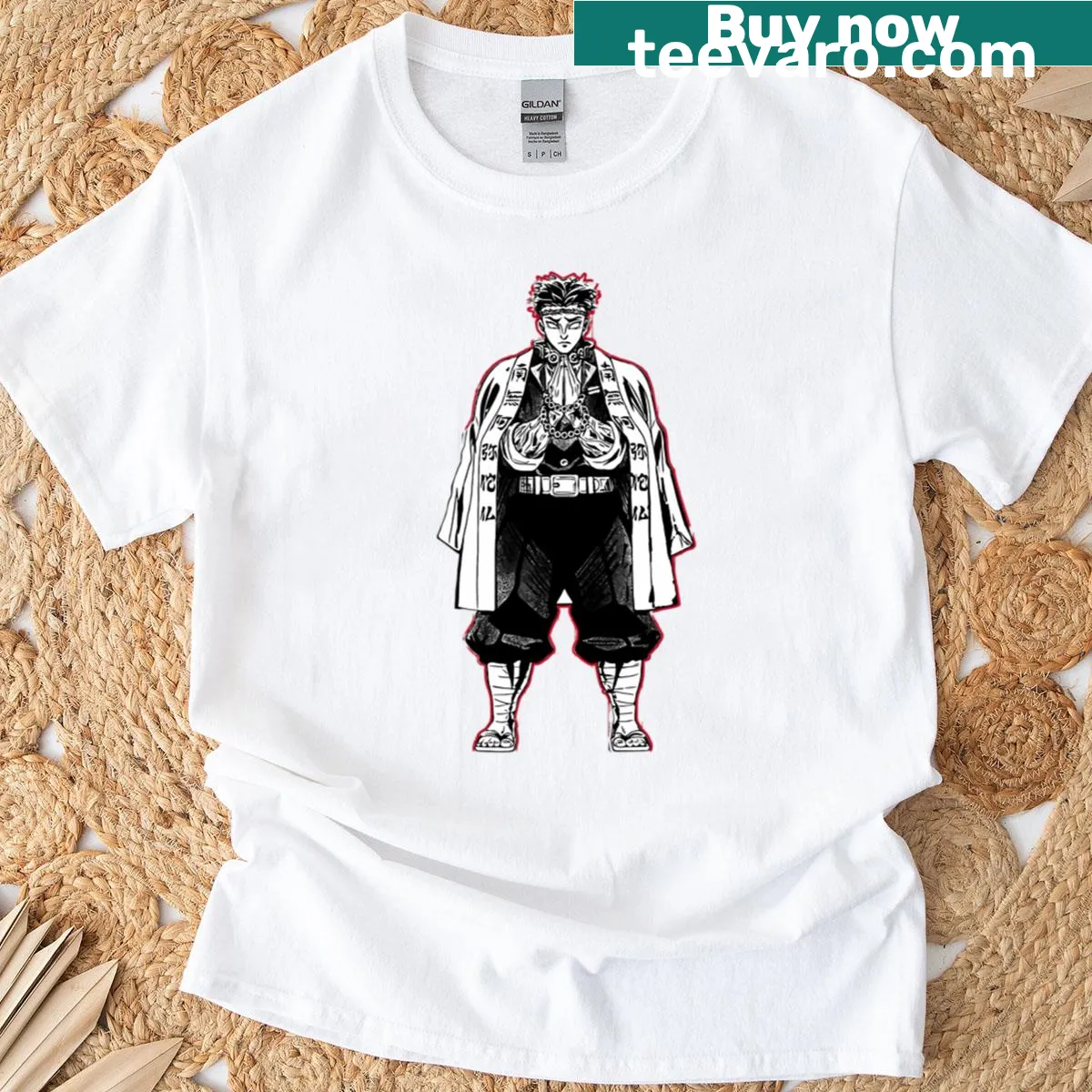 Illustration of Gyomei from Demon Slayer on a t-shirt — on a men's t-shirt