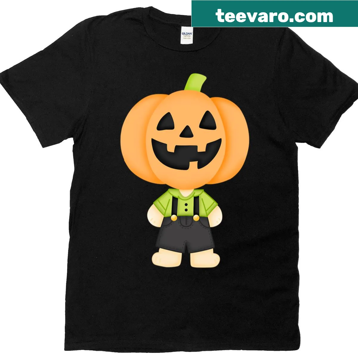 Halloween graphic t-shirt featuring a playful pumpkin design — on a men's t-shirt