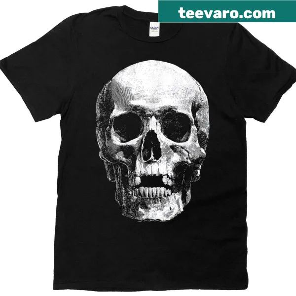Detailed skull anatomy illustration for Halloween on a t-shirt