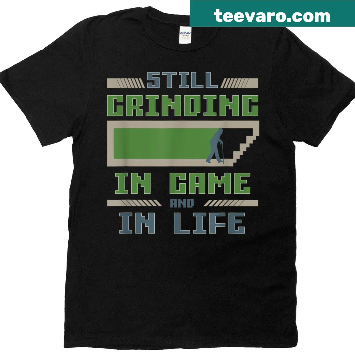 Funny T-shirt for gaming grandparents with humorous text — on a men's t-shirt