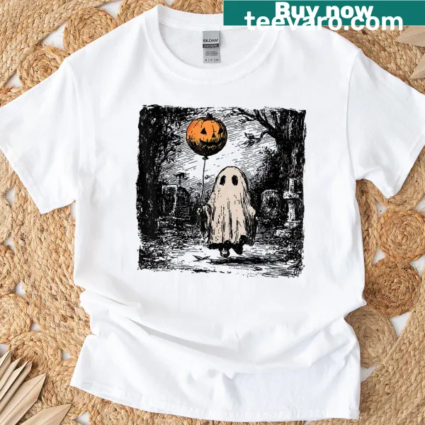 Vintage horror ghost design for Halloween on a T-shirt