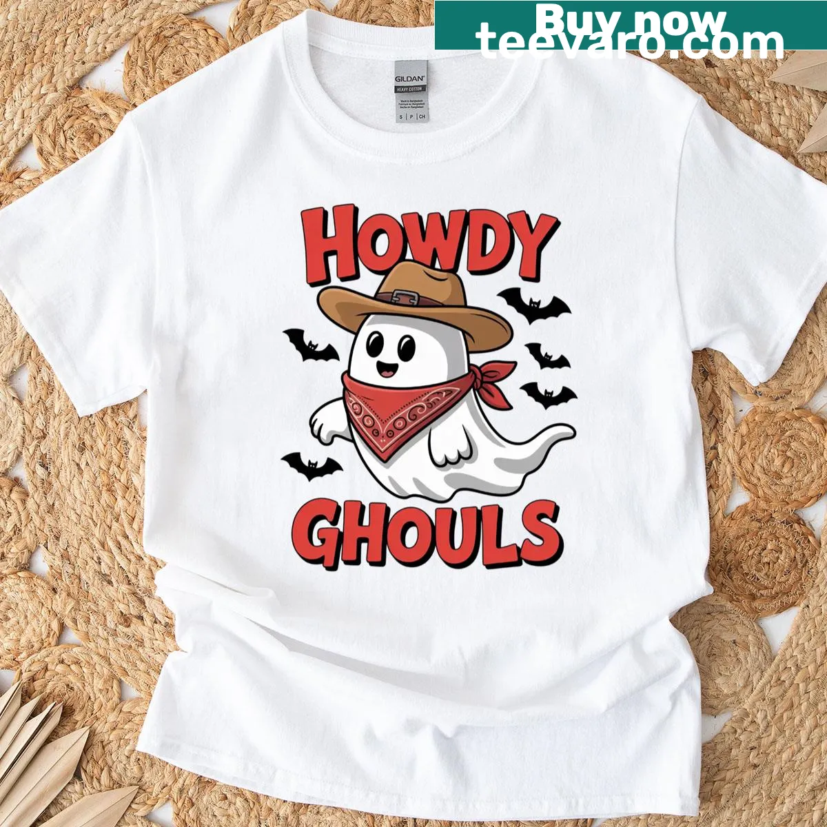 Spooky cowboy ghost illustration on a Halloween t-shirt — on a men's t-shirt