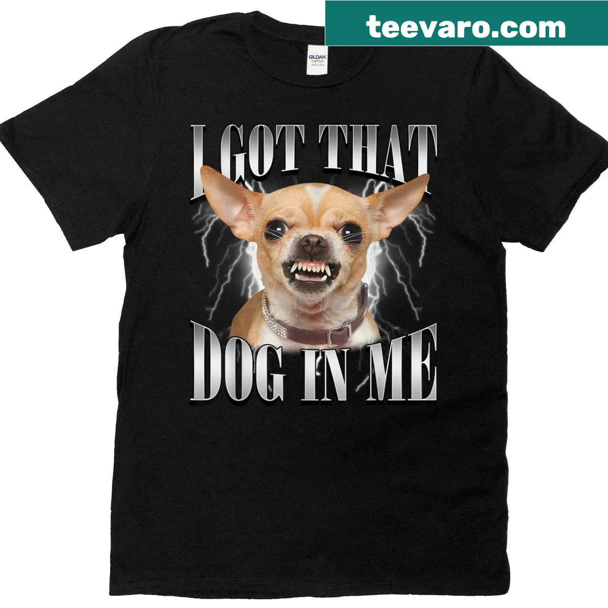 Playful T-shirt for Chihuahua lovers with fun dog graphic — on a men's t-shirt