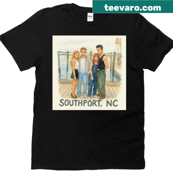 Watercolor illustration of I Know What You Did Last Summer cast on T-shirt