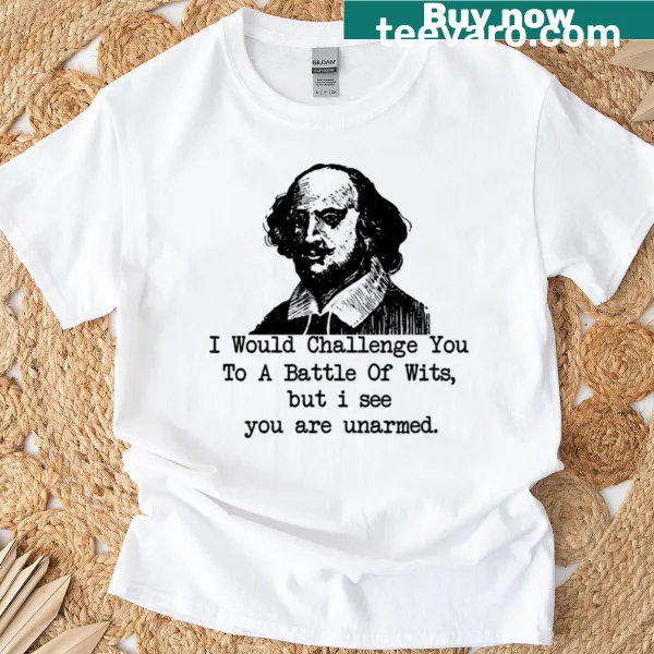 Funny challenge of wits text on a T-shirt
