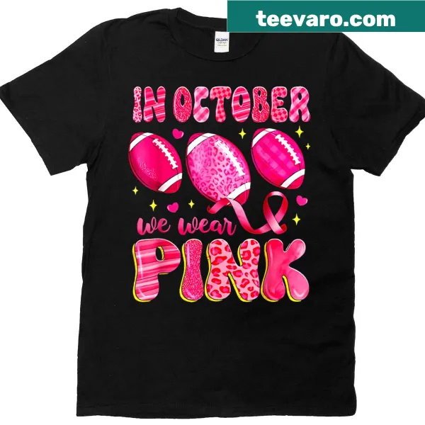Football-themed breast cancer awareness graphic T-shirt