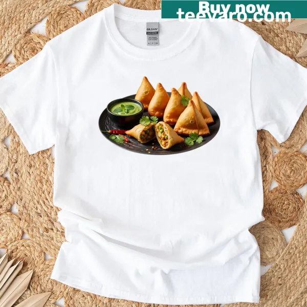 Typography design featuring Indian vegetable samosas