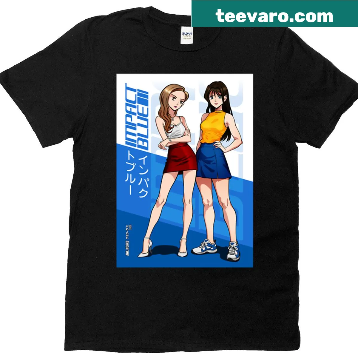 Initial D Mako Sayuki T-shirt with racing character illustration — on a men's t-shirt