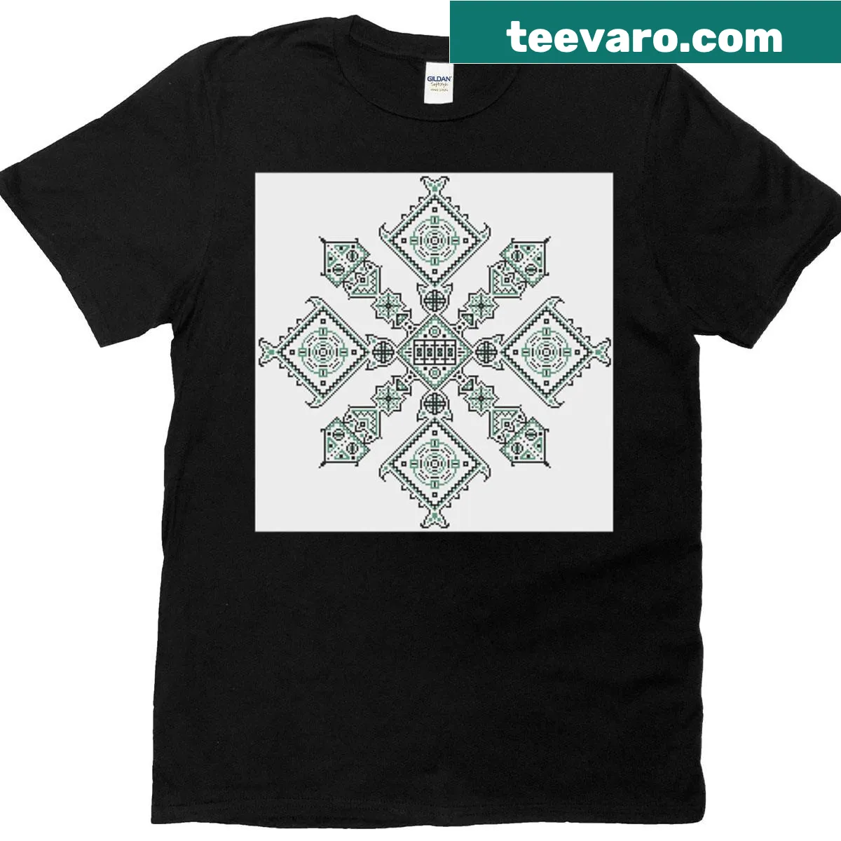 Minimalist pixel crystal design t-shirt — on a men's t-shirt