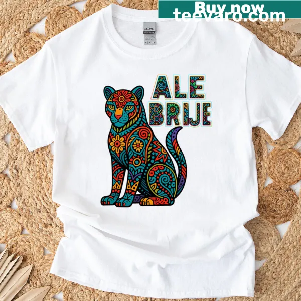 T-shirt featuring a colorful jaguar alebrije design