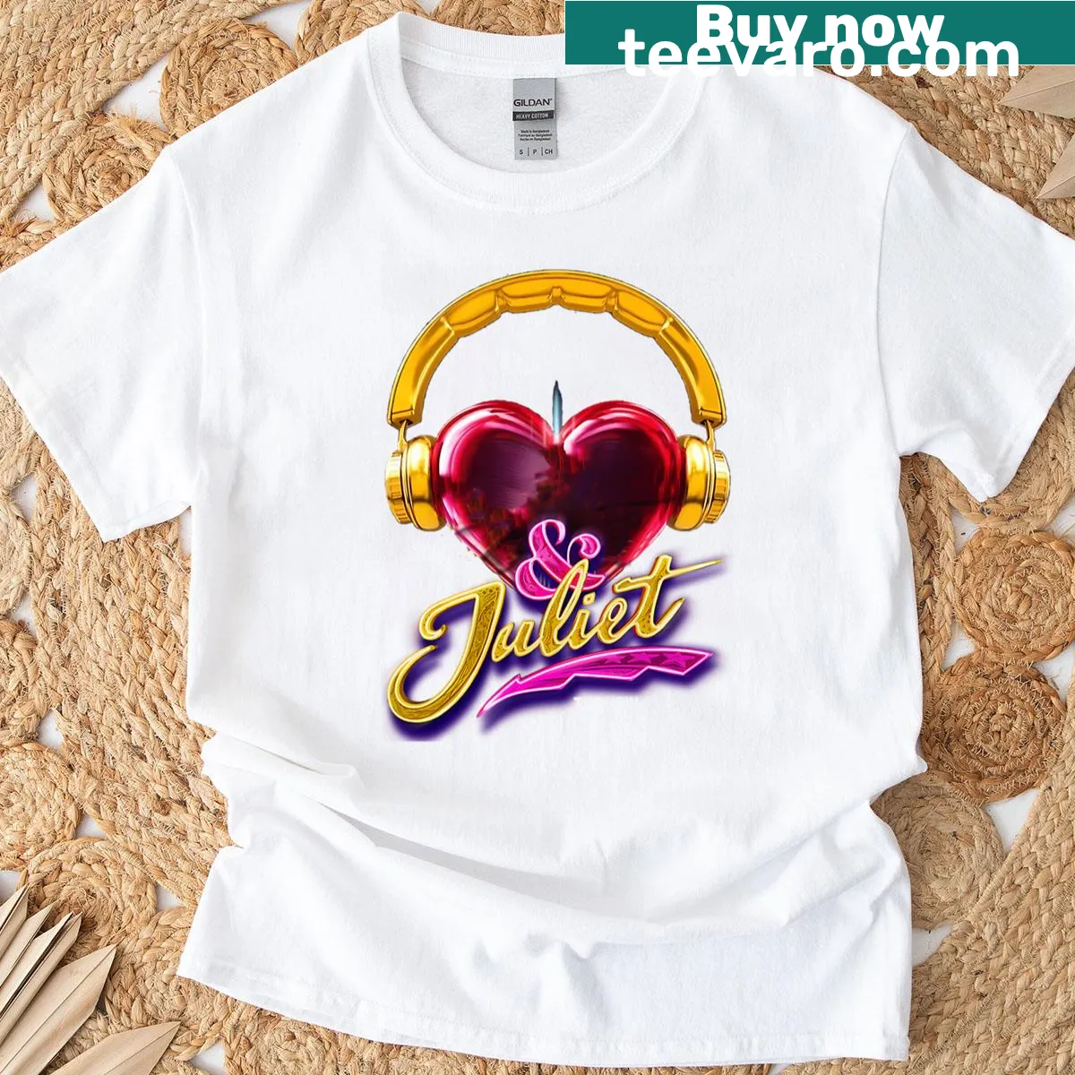 Typographic design celebrating Juliet The Musical on a T-shirt — on a men's t-shirt