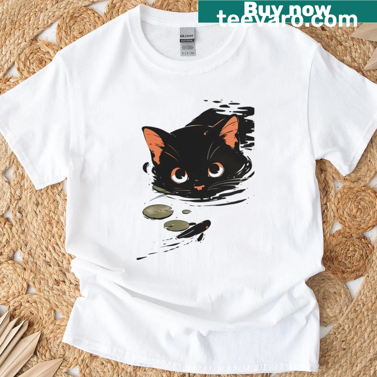 T-shirt featuring a waterlily design — on a men's t-shirt