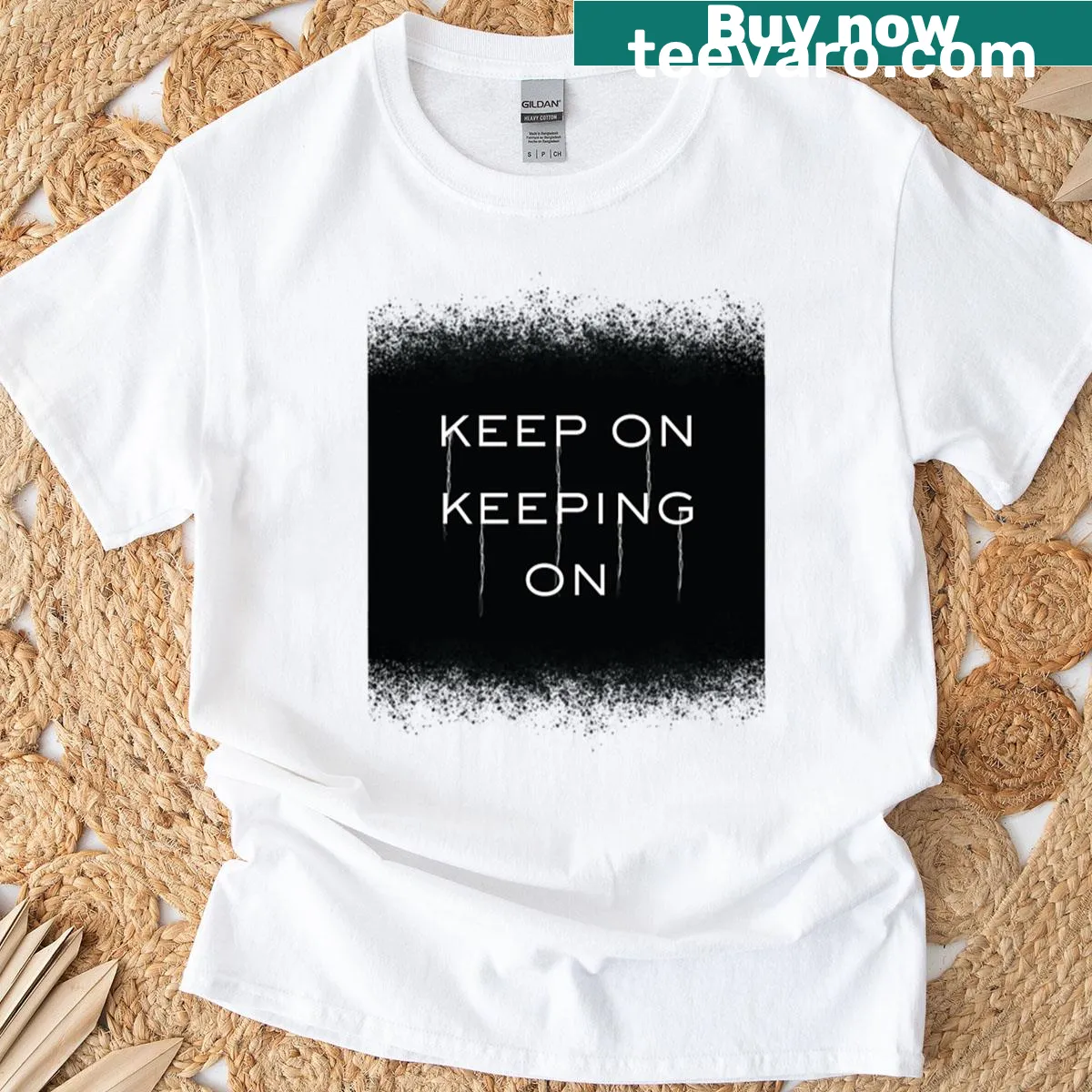 Inspiring T-shirt featuring the phrase Keep On Keeping On — on a men's t-shirt