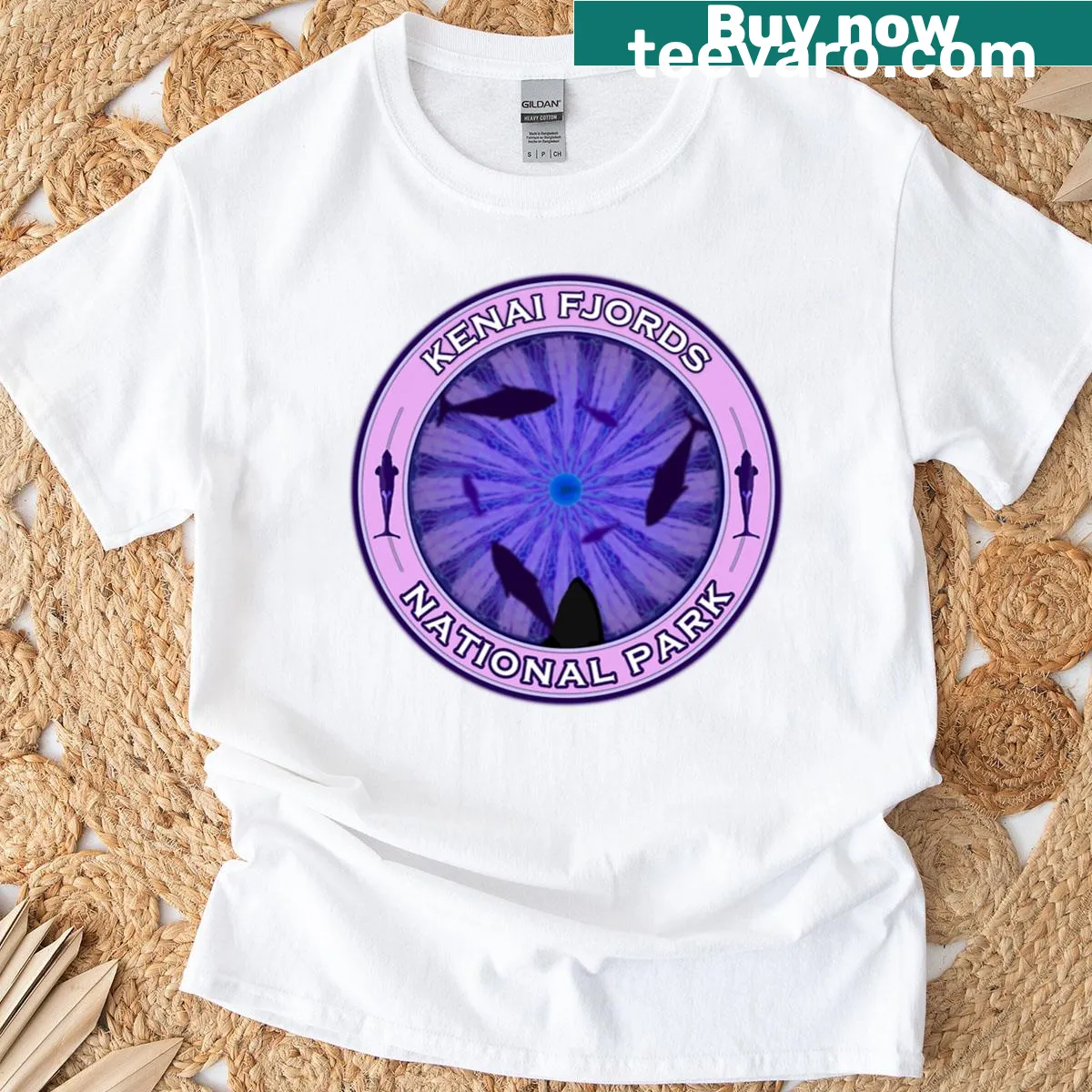 Illustration of glacial ice formations from Kenai Fjords National Park — on a men's t-shirt
