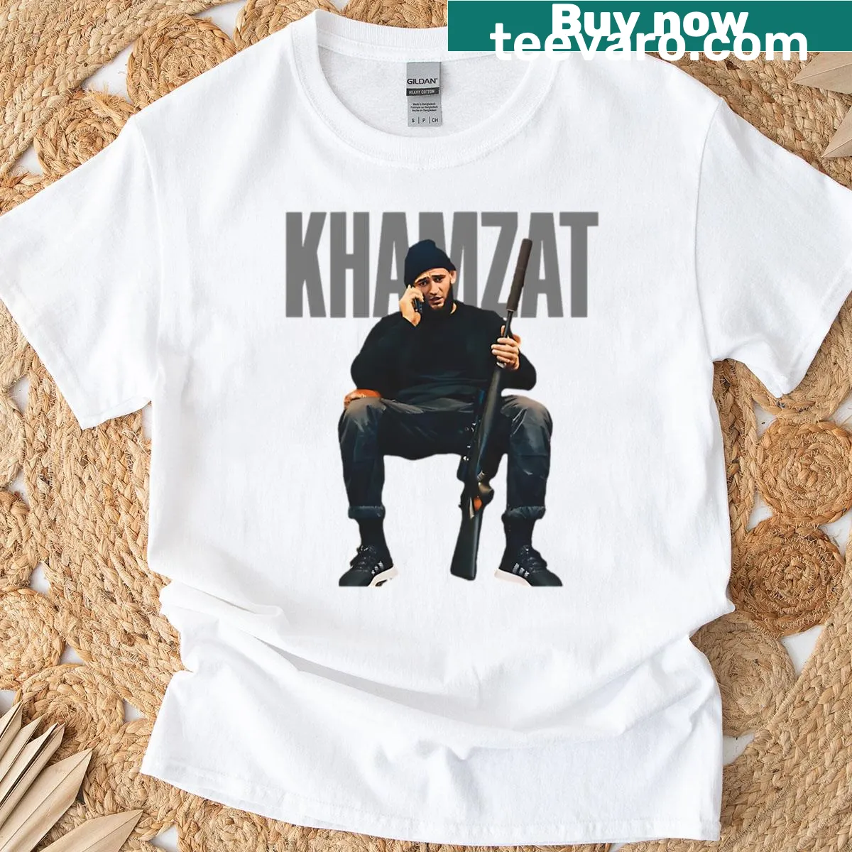 Khamzat Chimaev The Chechen Wolf T-shirt featuring bold graphics — on a men's t-shirt