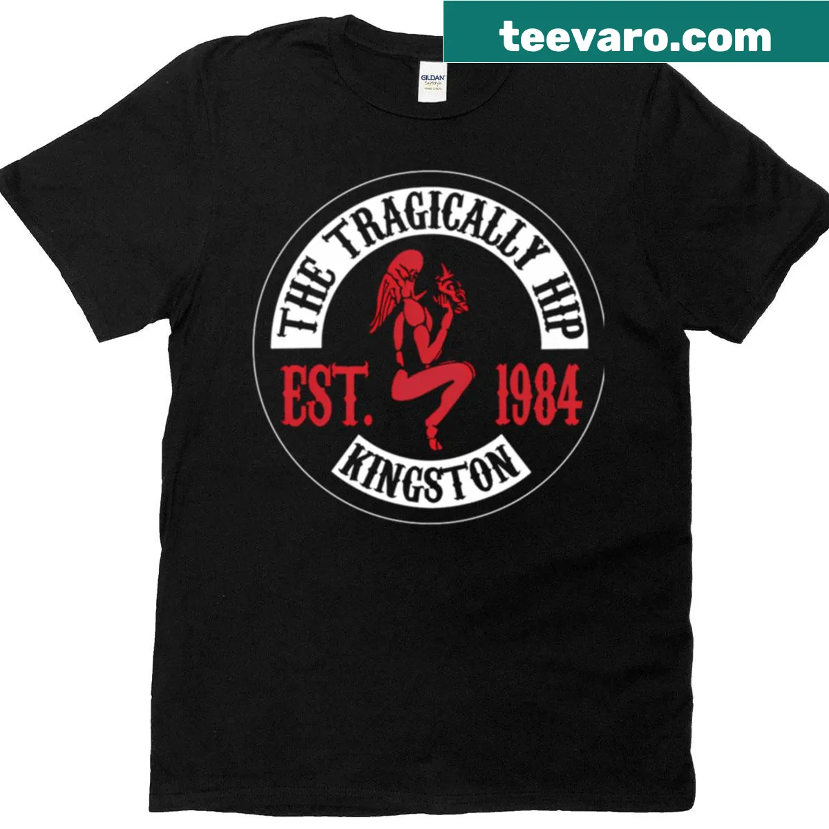 Vintage-style t-shirt honoring The Tragically Hip's 1984 Kingston concert — on a men's t-shirt
