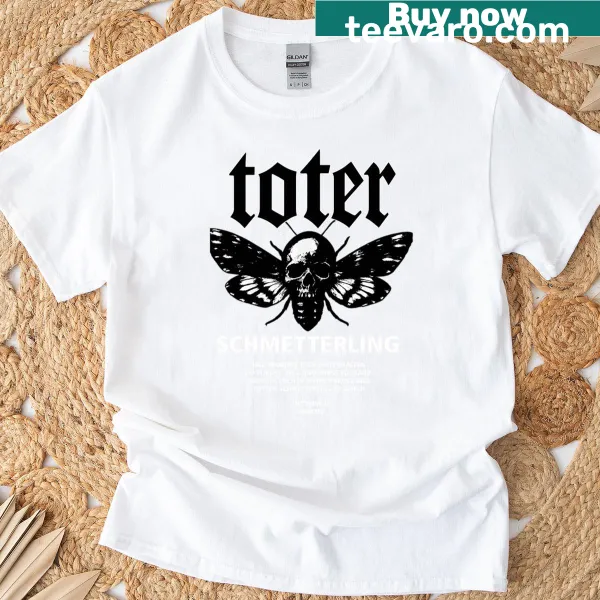 Illustrative techno art T-shirt featuring a butterfly and techno motifs