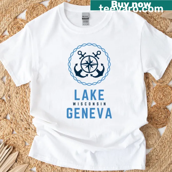 Lake Geneva Wisconsin T-shirt with a blue anchor emblem design