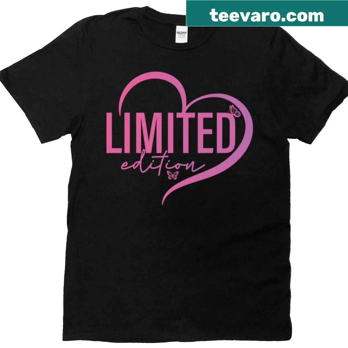 Cute t-shirt featuring a limited edition pink heart graphic — on a men's t-shirt