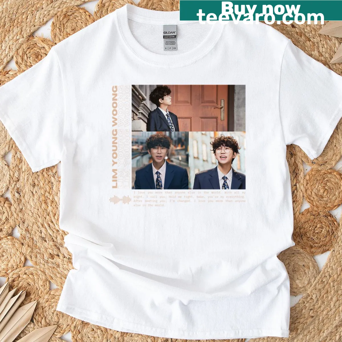 Text design featuring Lim Young Woong lyrics. — on a men's t-shirt