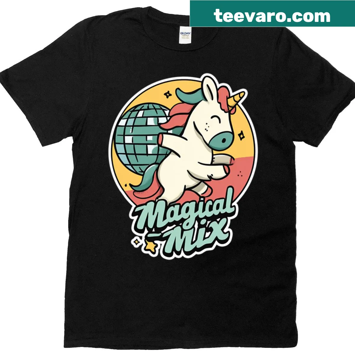 Whimsical fantasy characters and elements on a t-shirt — on a men's t-shirt