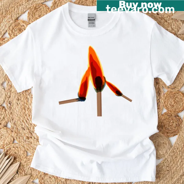 Concept art T-shirt with three intertwined flames in a creative design