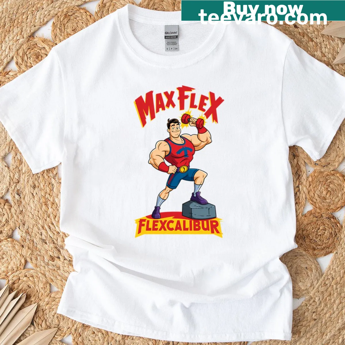Bold fitness-themed T-shirt with motivational typography — on a men's t-shirt