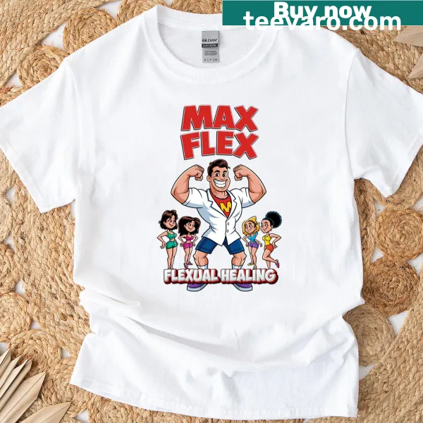 Playful fitness T-shirt with Max Flex Flexual Healing phrase