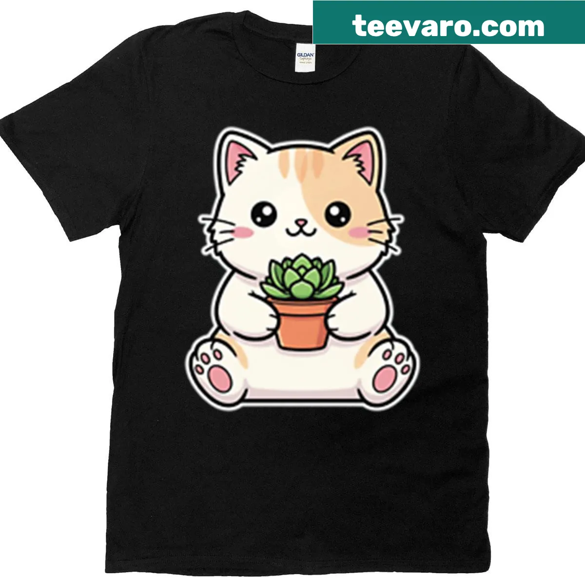 Floral illustration of a cat on a minimalist T-shirt, ideal for cat lovers. — on a men's t-shirt