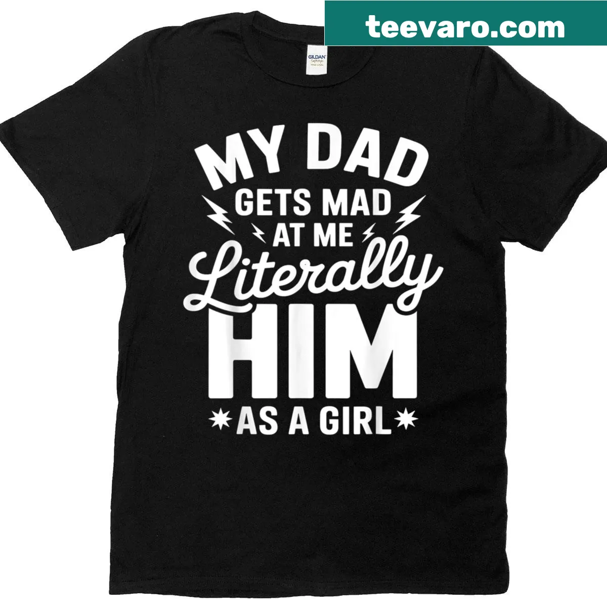 T-shirt with the humorous phrase about daughters and dads — on a men's t-shirt