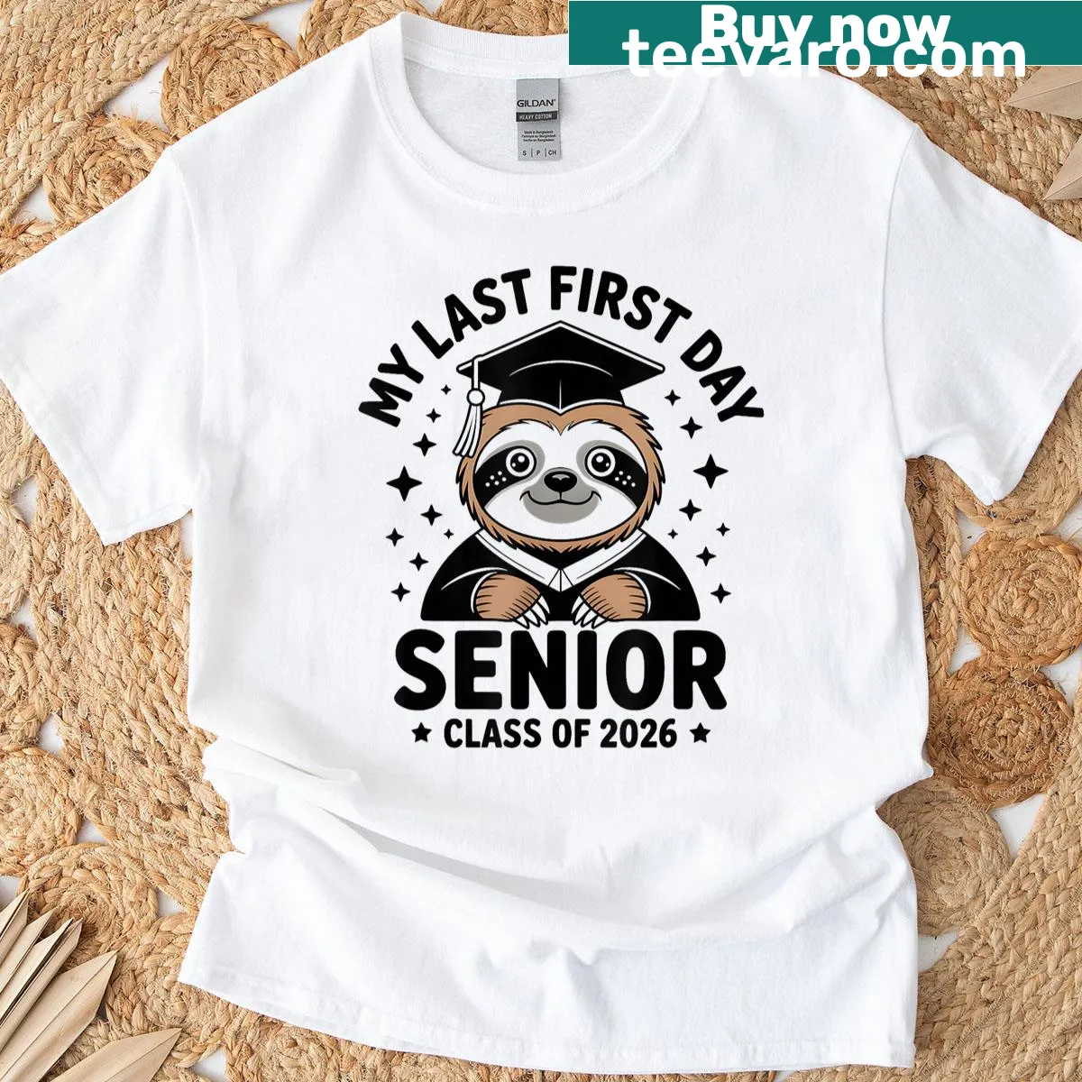 Funny sloth design celebrating senior year on a T-shirt — on a men's t-shirt
