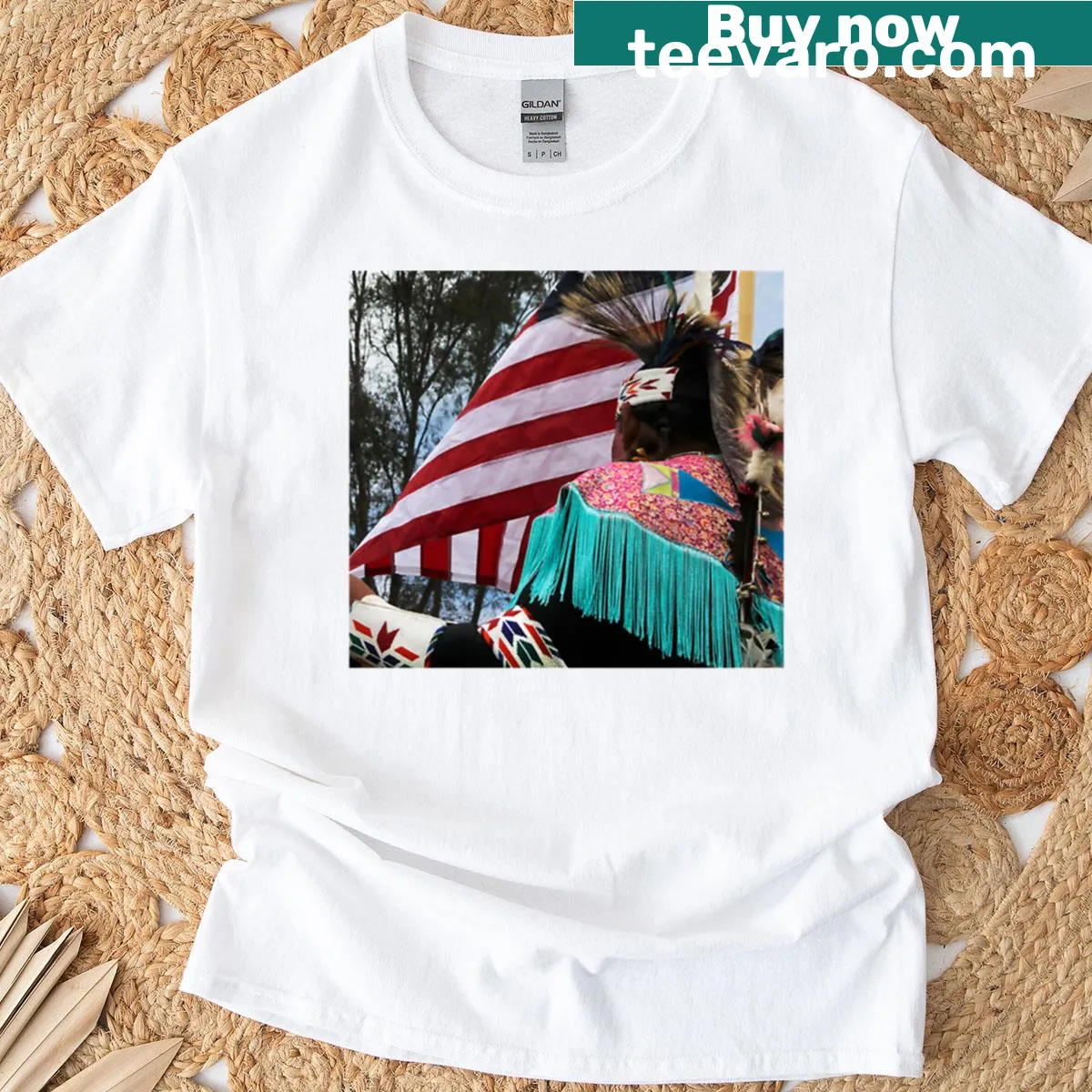 T-shirt celebrating Native American heritage with meaningful design — on a men's t-shirt