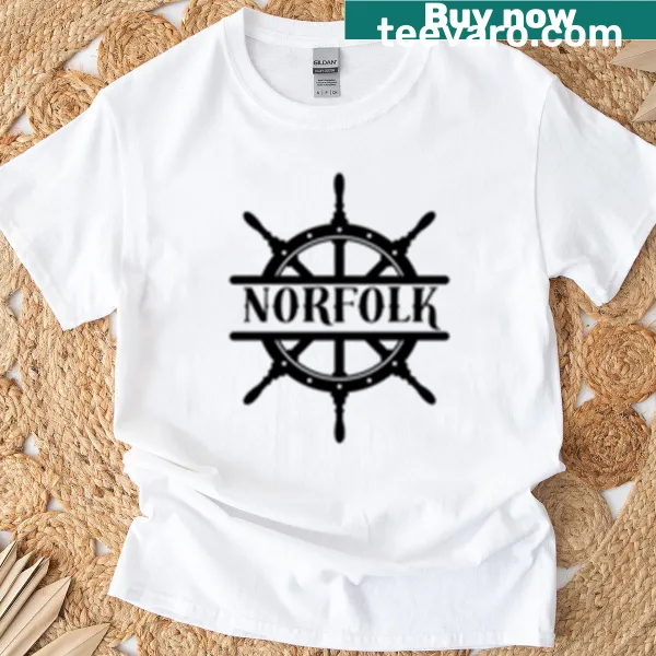 Illustration of a ships wheel on a nautical-themed T-shirt
