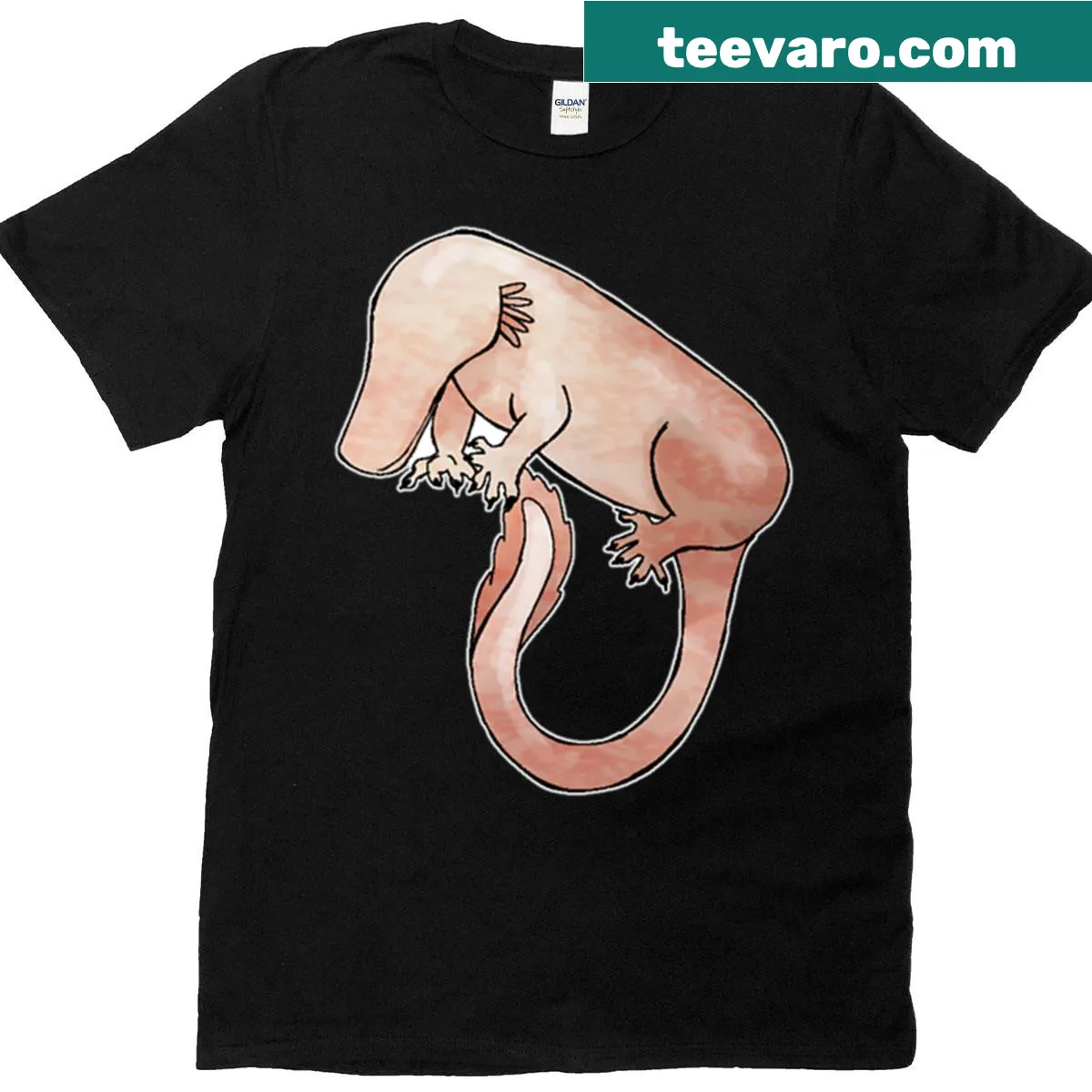 Cute illustration of an Olm salamander on a T-shirt — on a men's t-shirt