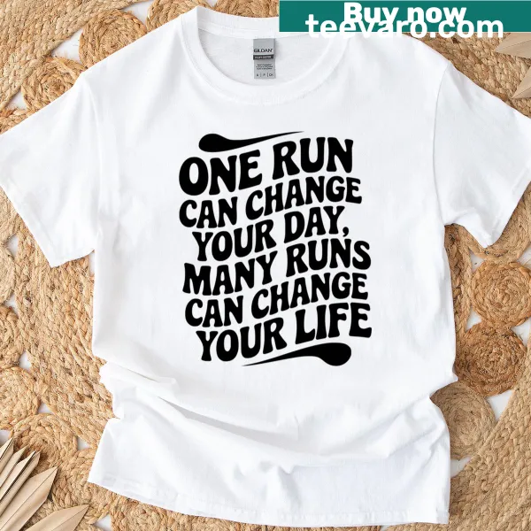 Inspirational running t-shirt with motivational text