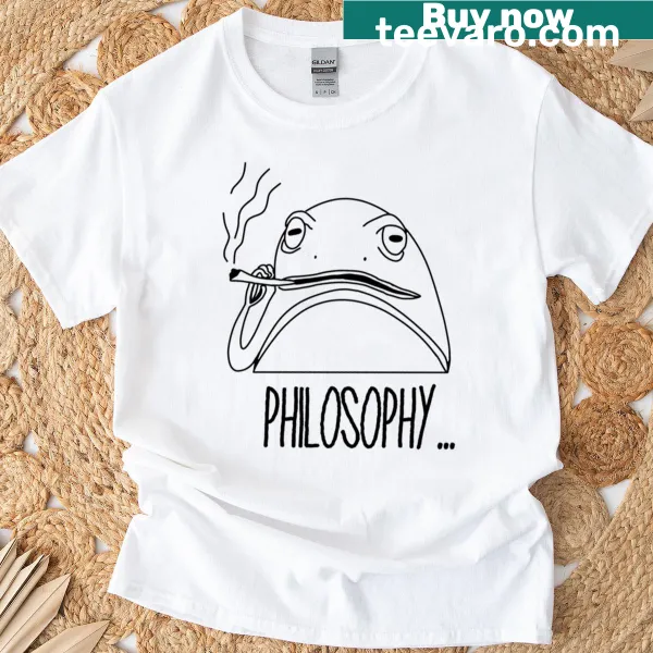 Illustrative Philosophy Frog t-shirt with a wise frog on a lily pad