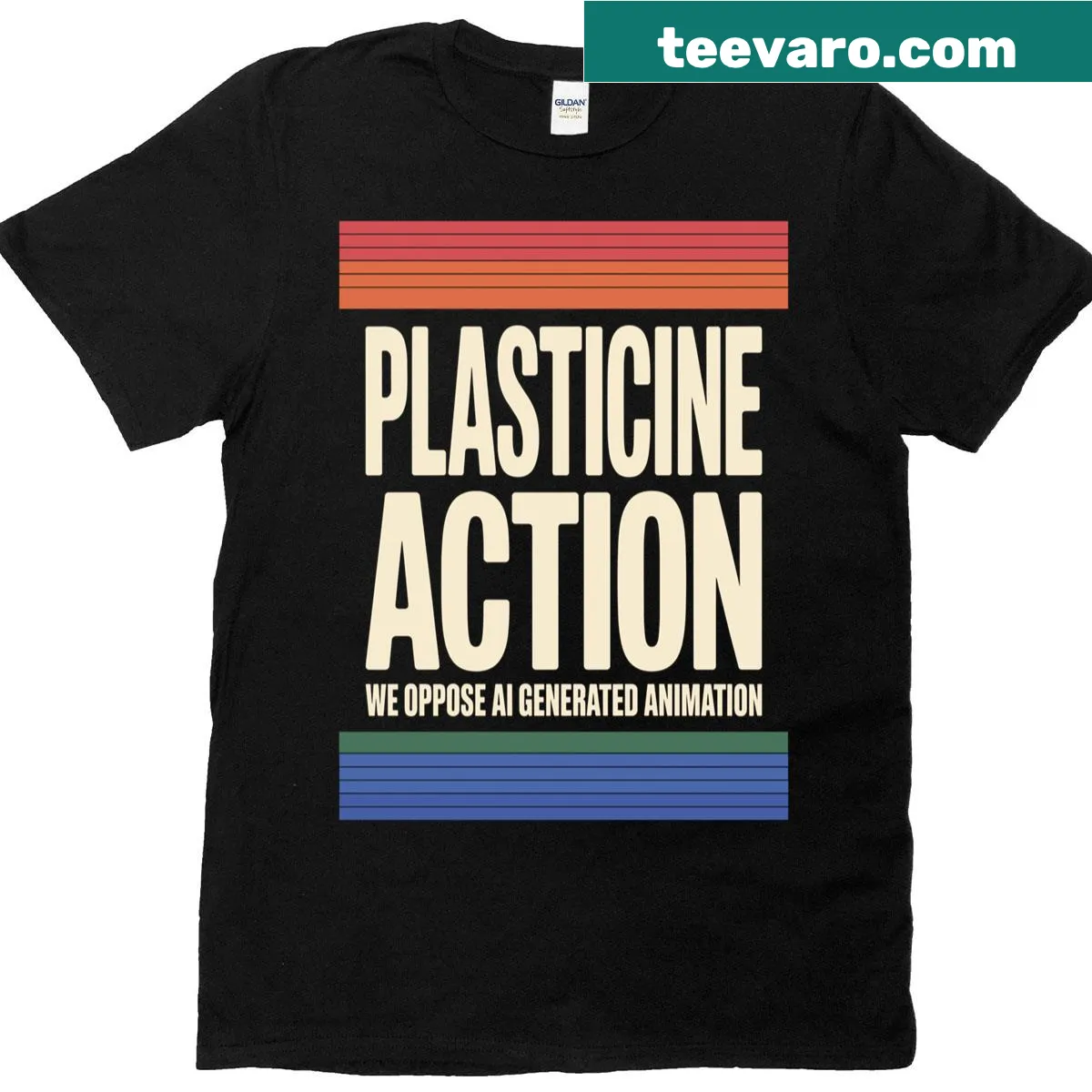 Support Human Artists T-shirt with playful typography for animators — on a men's t-shirt