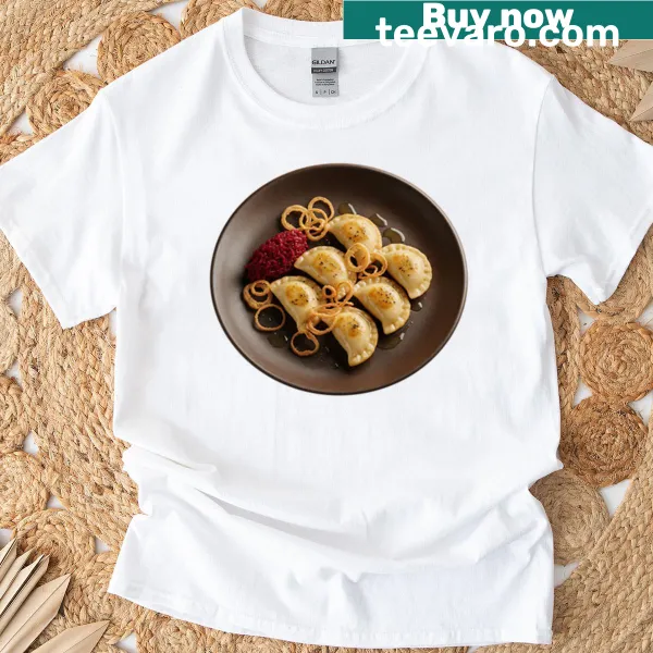 Typographic t-shirt celebrating Polish pierogi