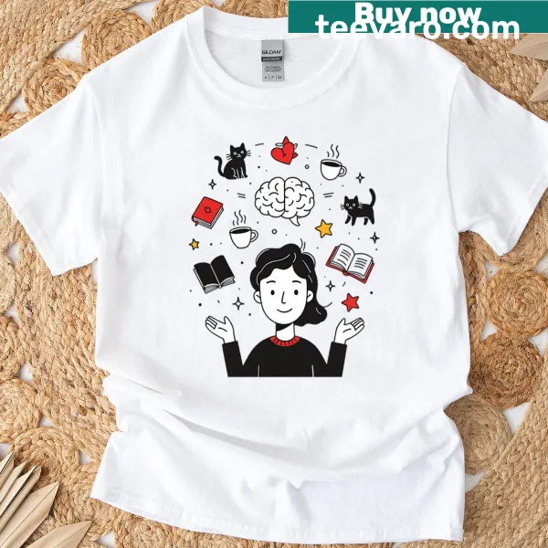Minimalist t-shirt with professional overthinker brain design