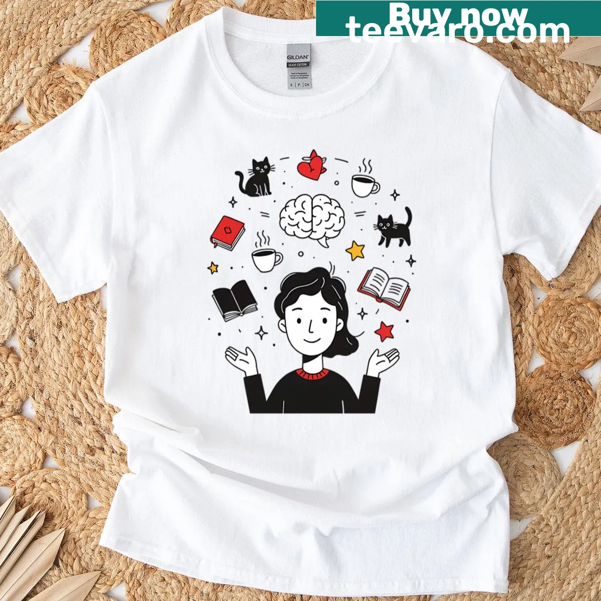 Minimalist t-shirt with professional overthinker brain design — on a men's t-shirt