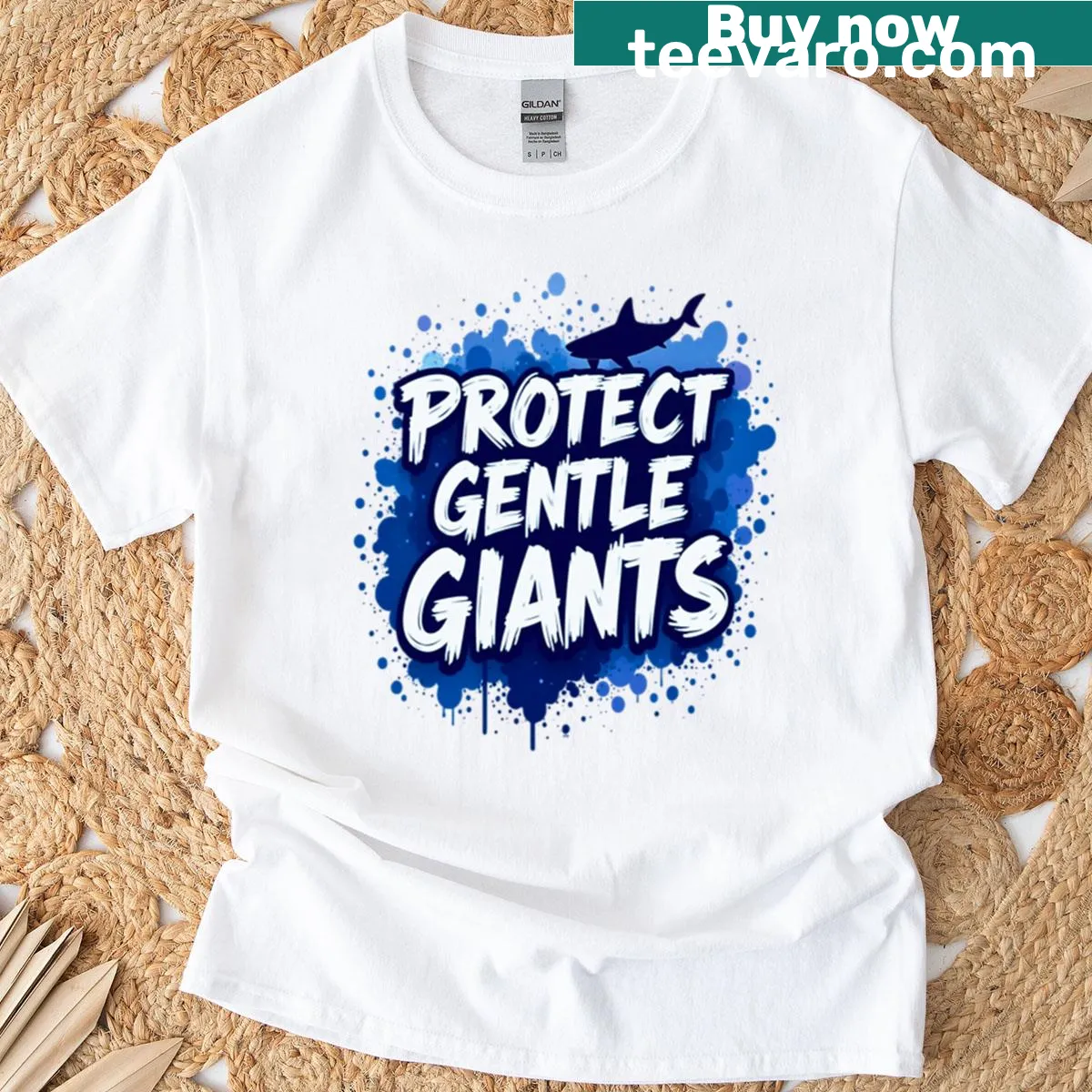 Illustration of a whale shark emphasizing marine conservation — on a men's t-shirt