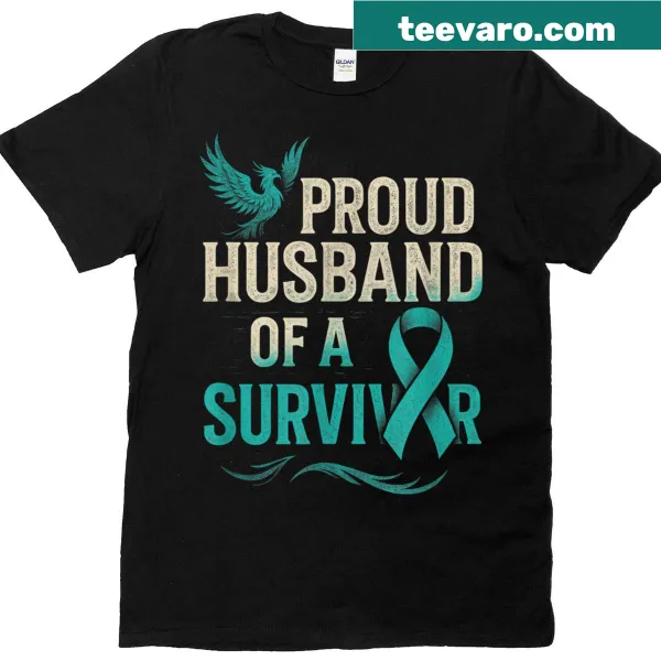 T-shirt with 'Proud Husband Of A Survivor' text