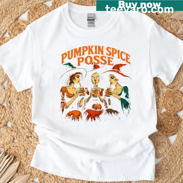 Cute fall graphic tee featuring a cheerful pumpkin and 'Pumpkin Spice Posse' text.